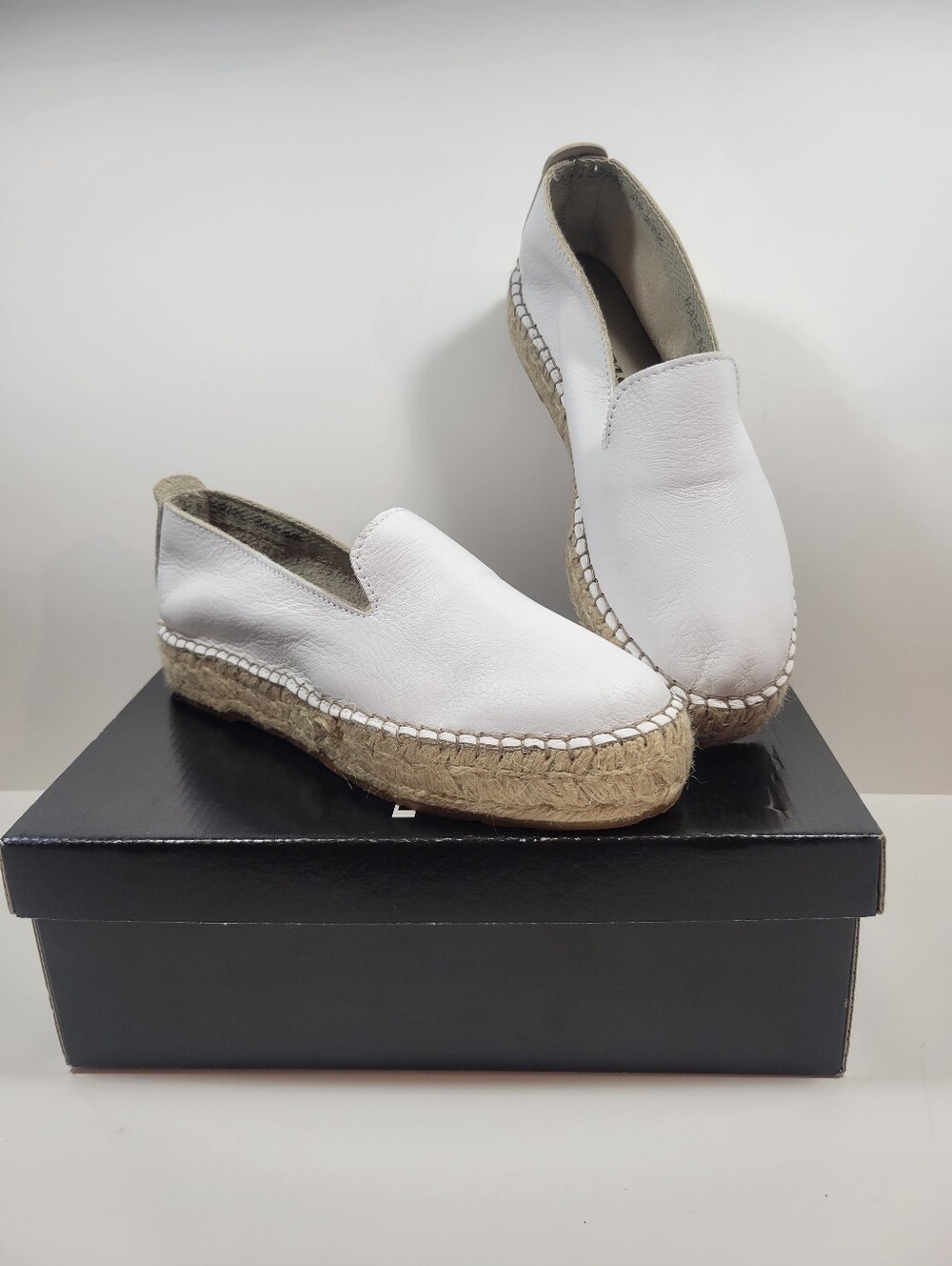 David Tyler White Leather Platform Espadrilles - EU 38 - Made In Spain NIB